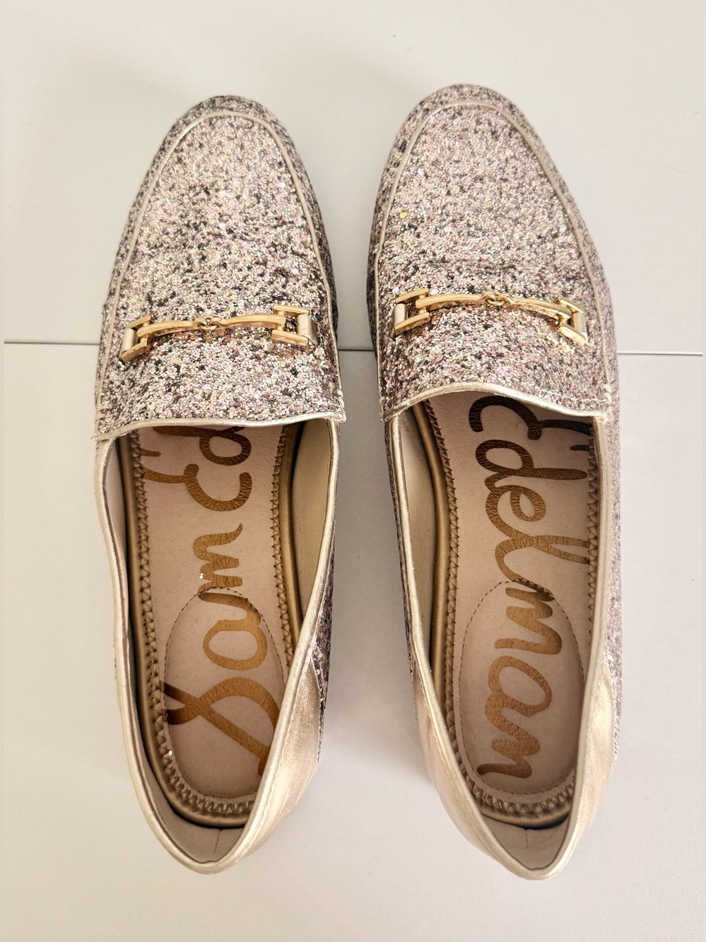 ✨ Sam Edelman Loraine Glitter Horsebit Loafers – Rose Gold Sparkle – W Size 10 ✨ - Picture 6 of 6